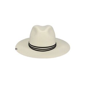 Elegant White Women's Hat with Black Stripe